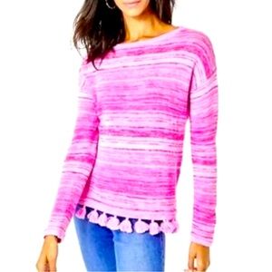 Lilly Pulitzer Jody Relaxed Shoulder Striped Sweater L